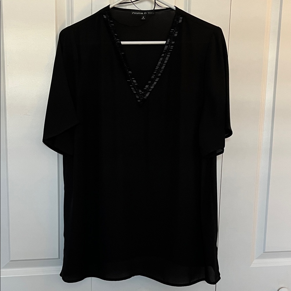 Preston & York Black Semi-Sheer Blouse